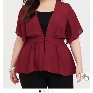 Torrid Burgundy Smocked Georgette Blouse